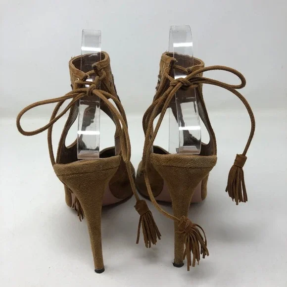 Aquazzura Sexy Thing Cut Out Suede Sandals Womens 40 US 9.5 Brown Artsy Boho - Picture 6 of 14